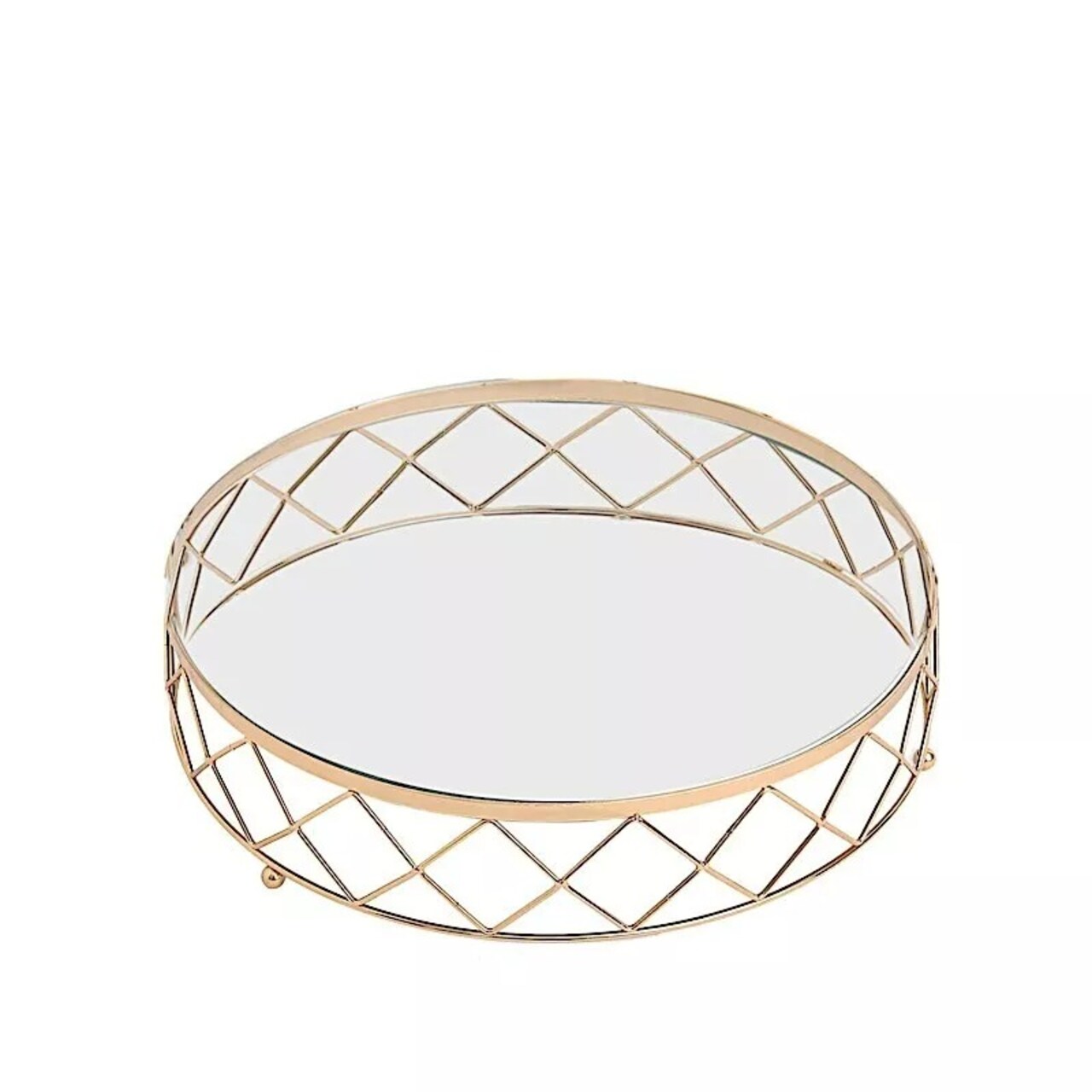 Gold Clear 16 in Round Metal Glass Geometric CAKE STAND Wedding Home Decorations